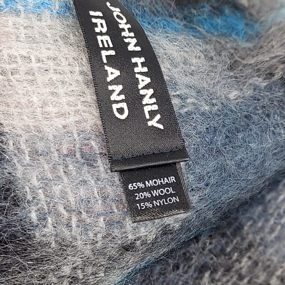 John Hanly Ireland Plaid Mohair Scarf